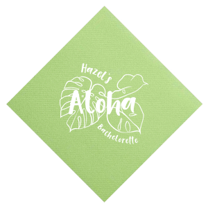 Personalized this trendy tropical bachelorette napkin. Featuring a bold plant motif, you can add the name of the bride and enjoy!