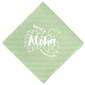 Personalized this trendy tropical bachelorette napkin. Featuring a bold plant motif, you can add the name of the bride and enjoy!
