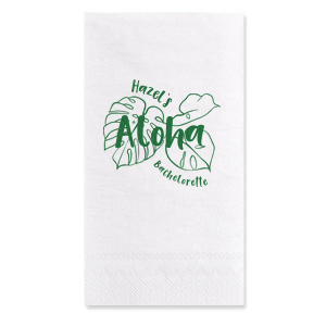 Personalized this trendy tropical bachelorette napkin. Featuring a bold plant motif, you can add the name of the bride and enjoy!