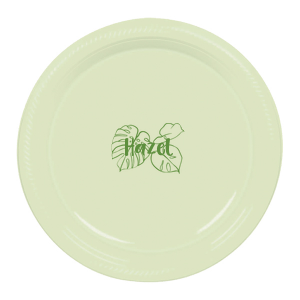 Personalize a tropical plate with your name! This plate will be a stand out at a bachelor or bachelorette party, birthday party, Bar Mitzvah and Bat Mitzvah, or retirement. 