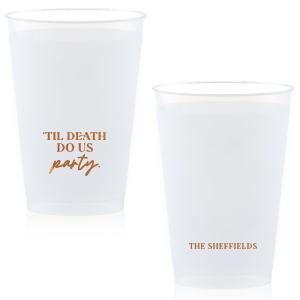 Meet his amazing 'Til Death Do Us Party Family Name Cup. It'll have your guests raising their cups in a toast to your mad party planning skills, and the dark humor will have them laughing to the grave!
