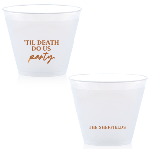 Meet his amazing 'Til Death Do Us Party Family Name Cup. It'll have your guests raising their cups in a toast to your mad party planning skills, and the dark humor will have them laughing to the grave!