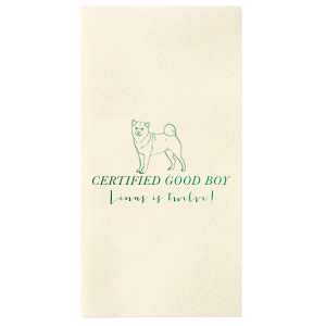 Personalize a custom shiba inu napkin for your next event! Whether you are throwing a birthday party for a dog lover or a dog, this custom birthday napkin will be a memorable addition that your guests will love. 