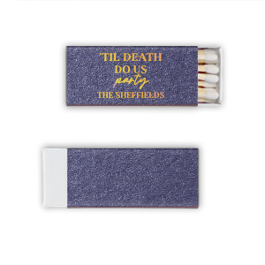 The 'Til Death Do Us Party Family Name Matches features vintage typography and spooky script. Choose it to set a fun-forward tone and spark unforgettable moments. Fitting for Halloween parties or haunting wedding celebrations.