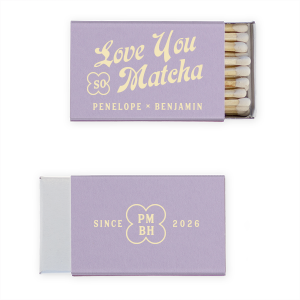 If you are looking fro an adorable wedding or engagement accessory, this is for you! Personalize this Love you so Matcha matchbox with the name of the couple to be and the date. 