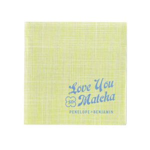 Customize this cocktail napkin for your wedding or engagement party! Perfect for the matcha lovers, you can personalize this modern napkin with the couple's name. 