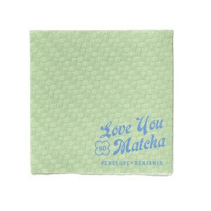 Customize this cocktail napkin for your wedding or engagement party! Perfect for the matcha lovers, you can personalize this modern napkin with the couple's name. 