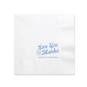 Customize this cocktail napkin for your wedding or engagement party! Perfect for the matcha lovers, you can personalize this modern napkin with the couple's name. 