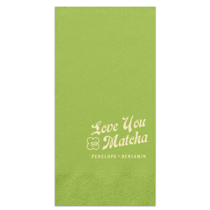Customize this cocktail napkin for your wedding or engagement party! Perfect for the matcha lovers, you can personalize this modern napkin with the couple's name. 