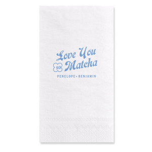 Customize this cocktail napkin for your wedding or engagement party! Perfect for the matcha lovers, you can personalize this modern napkin with the couple's name. 