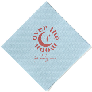 Personalize a celestial baby shower napkin! Featuring a star an moon graphic, you can customize this baby shower napkin with the name of the baby. 