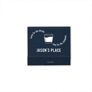 The Come For The Drinks Stay For The Company Matches features playful circular text and a simple cocktail glass illustration for an inviting bar-side accent. Pick it up to set the tone for easygoing hosting and good conversation. Perfect for cocktail nights and welcoming guests.