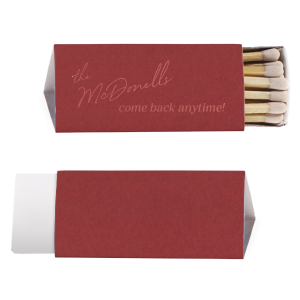 This vintage-inspired Our Apartment Come Back Anytime Matches matchbook features elegant cursive text that welcomes guests in a warm, handwritten style. Add a charming personal touch to your space with a keepsake guests will actually remember and smile about. Perfect for housewarmings, cozy gatherings, or thoughtful host favors.