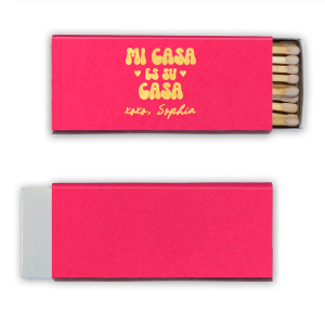 With a classic phrase and an inviting design, these matches are the perfect way to make any home feel like a cozy and welcoming place. The simple bold design and heartfelt message will add a personal touch to any gathering.