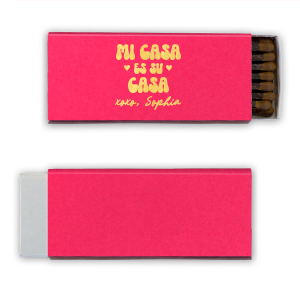 With a classic phrase and an inviting design, these matches are the perfect way to make any home feel like a cozy and welcoming place. The simple bold design and heartfelt message will add a personal touch to any gathering.
