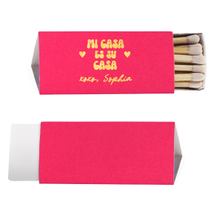 With a classic phrase and an inviting design, these matches are the perfect way to make any home feel like a cozy and welcoming place. The simple bold design and heartfelt message will add a personal touch to any gathering.