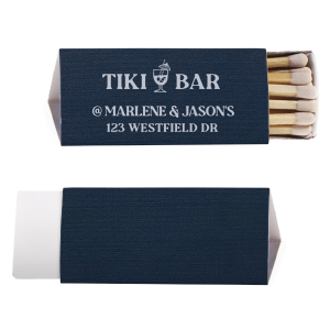 Escape to a tropical paradise with these Tiki Bar Matches. Perfect for a luau, pool party, or tiki bar, these matches are a fun way to bring the spirit of the islands to any gathering. The bold and vibrant design is sure to transport you to a relaxing and carefree state of mind