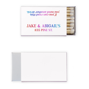 Light up these Get Another Drink Our Place Matches and watch the fun begin! The catchy phrase and eye-catching design will get the party started and keep it going. Perfect for a home bar, game room, or backyard barbecue, these matches are sure to be a hit.
