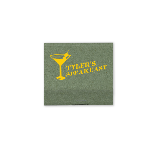 This retro martini speakeasy matchbook showcases a bold martini glass icon and lettering welcoming guests to a “speakeasy”. Create a moody, cocktail-lounge vibe with a playful detail that elevates bars, parties, or home entertaining. Excellent for birthday celebrations or bachelor parties.