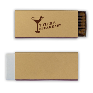 This retro martini speakeasy matchbook showcases a bold martini glass icon and lettering welcoming guests to a “speakeasy”. Create a moody, cocktail-lounge vibe with a playful detail that elevates bars, parties, or home entertaining. Excellent for birthday celebrations or bachelor parties.