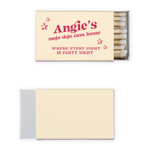 This Every Night Is Party Night Matches retro typography with star accents and a Barbie-inspired “mojo-dojo case house” slogan for a glamorous vibe. Grab one to channel iconic party energy! Just right for housewarming parties and get-togethers!