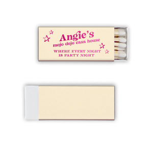 This Every Night Is Party Night Matches retro typography with star accents and a Barbie-inspired “mojo-dojo case house” slogan for a glamorous vibe. Grab one to channel iconic party energy! Just right for housewarming parties and get-togethers!