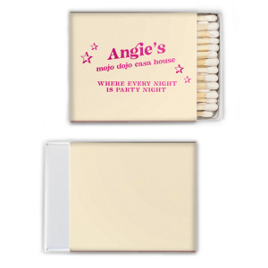 This Every Night Is Party Night Matches retro typography with star accents and a Barbie-inspired “mojo-dojo case house” slogan for a glamorous vibe. Grab one to channel iconic party energy! Just right for housewarming parties and get-togethers!