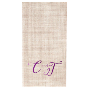 Celebrate the couple in style with the Elegant Swirl Script Initials Napkin. This design features the couple's first initials in a large, bold, and swirly script, gracefully connected by an "and." This sophisticated presentation not only captures attention but also adds an air of elegance to any event. 