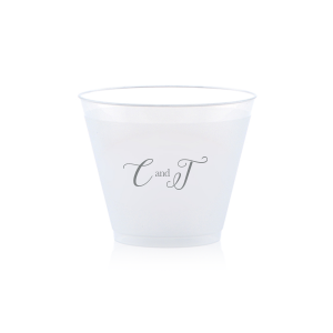 Elevate your celebration with the Elegant Initials Frosted Cup, a symbol of understated sophistication. Its translucent finish exudes elegance, while the couple's initials embody simplicity and refinement. Ideal for couples seeking a minimalist yet graceful touch for their special event.