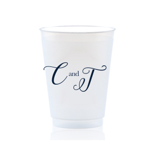 Elevate your celebration with the Elegant Initials Frosted Cup, a symbol of understated sophistication. Its translucent finish exudes elegance, while the couple's initials embody simplicity and refinement. Ideal for couples seeking a minimalist yet graceful touch for their special event.
