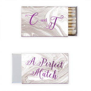 The ever-popular Marble Taupe Classic Matchbox with Shiny Amethyst Foil are a must-have for your next event—whatever the celebration!