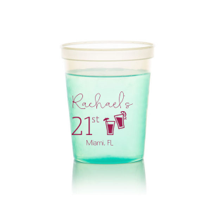 Get ready to raise a toast to fun with the Tropical Birthday Drink Cup! Featuring two charming tropical cocktails clinking mid-air—one flaunting an umbrella, the other with a zesty lime garnish—this cup screams celebration. Personalize with the birthday honoree's name, date, and party locale for an unforgettable bash!