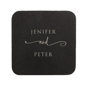 Embrace elegance with the Stylish Symmetry Name Coaster design, where the bride and groom's names elegantly unite through a lavish, swirling 'and'. This captivating design, with its formal and artistic font, adds a touch of sophistication to wedding celebrations, symbolizing a beautiful union in style.