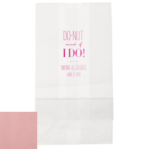 Indulge in playful sweetness with the DO-NUT Mind If I Do! Bag, perfect for gift giving at weddings. This cleverly worded bag features "I DO" in bold, celebrating nuptials, with the couple's names and date adding a personal touch. A delightful, fun way for guests to take a piece of joy home from your special day.