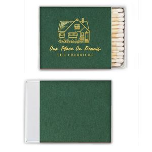 "The Illustrated House Matches features charming line-drawn house artwork and handwritten-style customizable name typography for a cozy, personal feel. Add it to your decor to celebrate gathering and make everyday moments special. Perfect for housewarmings, or neighborhood dinners.

Looking to have a sketch made of a specific home? Email us a picture of the house at customerservice@foryourparty.com and we will reply with a quote for our design services
"