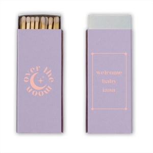 This custom baby shower matchbook will be a hit at your shower! Personalize the text to include the name of the baby. The celestial theme is perfect for matching a modern baby shower. 