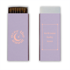 This custom baby shower matchbook will be a hit at your shower! Personalize the text to include the name of the baby. The celestial theme is perfect for matching a modern baby shower. 
