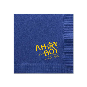 Our beautiful custom Light Navy Cocktail Napkin with Matte Sunflower Foil has a Nautical graphic and is good for use in Beach/Nautical themed baby showers and Sip and See parties and will add that special attention to detail that cannot be overlooked.