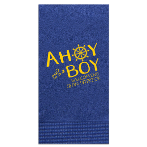 Our beautiful custom Light Navy Cocktail Napkin with Matte Sunflower Foil has a Nautical graphic and is good for use in Beach/Nautical themed baby showers and Sip and See parties and will add that special attention to detail that cannot be overlooked.
