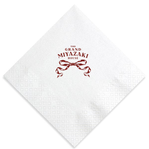 Personalize this romantic napkin! Featuring a beautiful bow design, you can customize the text with your family name or the name of your event. 