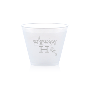 Adorably herald in your tiny guest's arrival with the Welcoming Baby Initial Frost Flex Cup. Featuring tender script and the baby’s initial alongside a charming rattle, this cup is not just for sipping but for savoring the sweet anticipation of welcoming a new life. Sip joyfully!