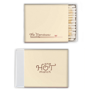 The Modern Heart Flourish Matchbook design marries minimalist style with heartfelt symbolism. The family name floats gracefully above a contemporary line, punctuated by a solitary heart. Perfect for the modern couple who appreciates clean lines and elegant simplicity.