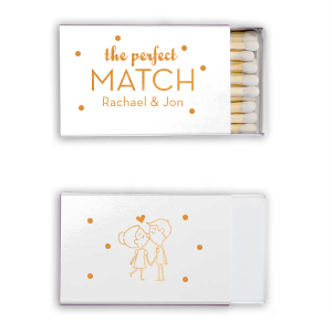 You've found the perfect match! Personalize this polka dot adorned shiny matchbook with the happy couple's names for both a fun complement to your sparkler send off and a memorable custom wedding favor. 