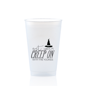 Our personalized Matte Black Ink 12 oz Frosted Plastic Cup with Matte Black Ink Cup Ink Colors has a Witch's Hat graphic and is good for use in Halloween themed parties and will impress guests like no other. Make this party unforgettable.