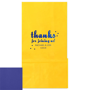 Send off your guests with cheer using the Thanks for Joining Us Gift Bag. A lively 'thanks' takes center stage, dotted with sparkle for extra joy, while your names and date make each bag a personal gesture of gratitude
