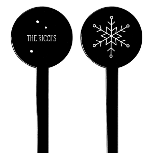Personalized Matte White Round Stir Stick with Matte White Foil has a Snowflake graphic and is good for use in Holiday, New Years, Christmas themed parties and will add that special attention to detail that cannot be overlooked.