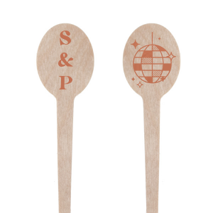 ForYourParty's elegant Satin Copper Penny Rectangle Stir Stick with Satin Copper Penny Foil has a Disco Ball graphic and is good for use in Birthday, New Years, Trendy themed parties and can be customized to complement every last detail of your party.