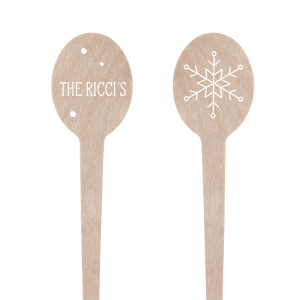 Personalized Matte White Round Stir Stick with Matte White Foil has a Snowflake graphic and is good for use in Holiday, New Years, Christmas themed parties and will add that special attention to detail that cannot be overlooked.