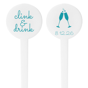 Stir up the merriment with the Clink and Drink Stir Stick, featuring sparkling champagne flutes and whimsical script. This spirited little detail bubbles over with joy, perfect for adding a splash of celebration to your event's libations.