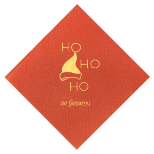 The Santa's Hat Ho Ho Ho Napkin is a festive and fun napkin. Bring a personalized touch by personalizing this napkin with your family name. This unique party accessory is sure to will add whimsy and cheer to your holiday celebrations or Christmas party. 